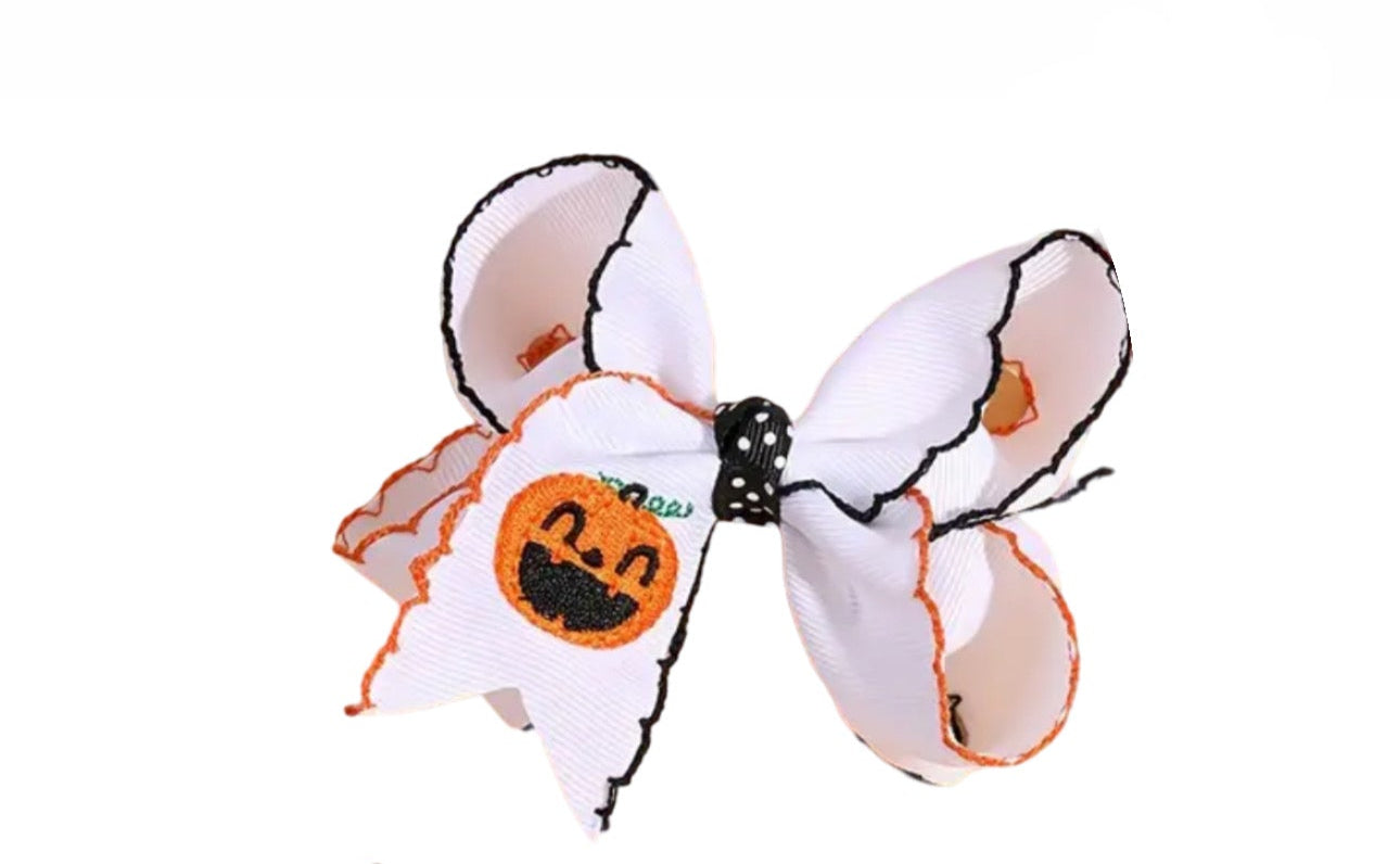 White Pumpkin Hair Bow