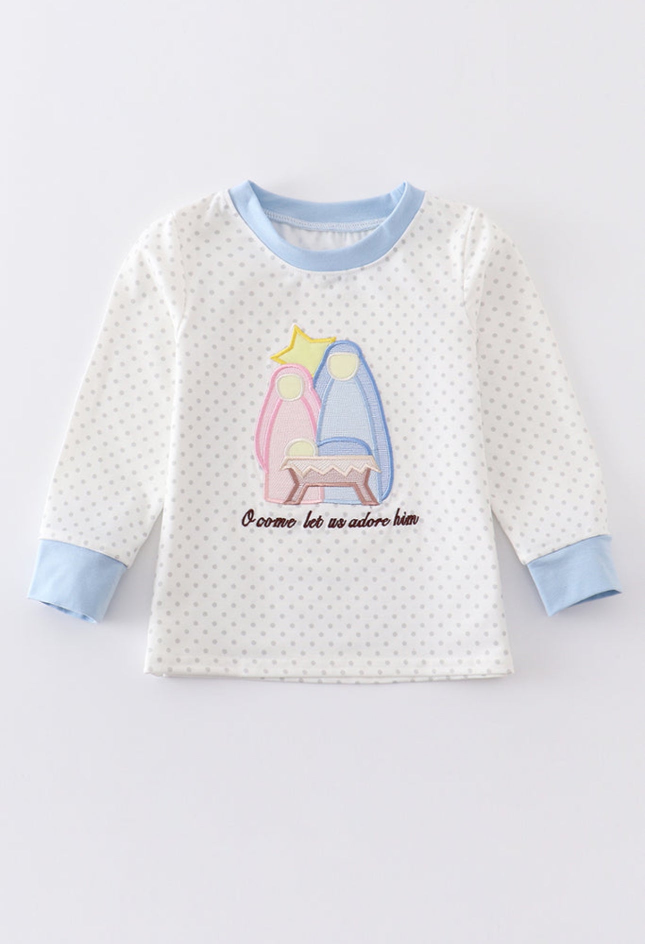 Blue Nativity Embroidered Boy Top