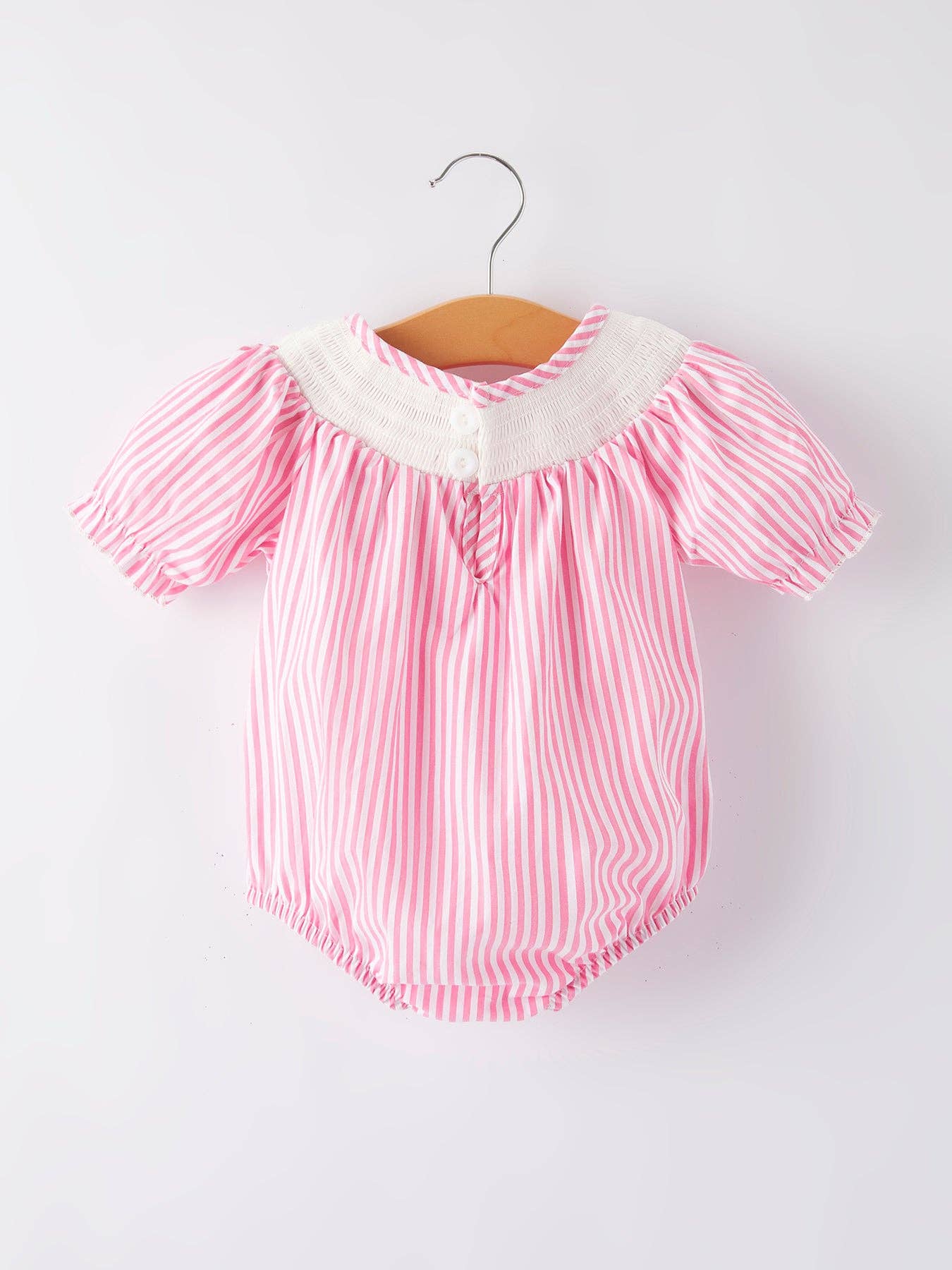 Stripe Cupcake Smocking Pink Romper