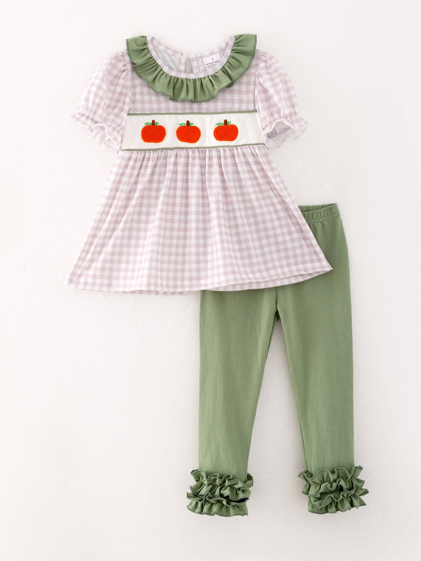 Pumpkin Chenille Plaid Pants Set