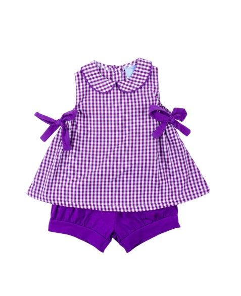 Purple Gingham Short Set