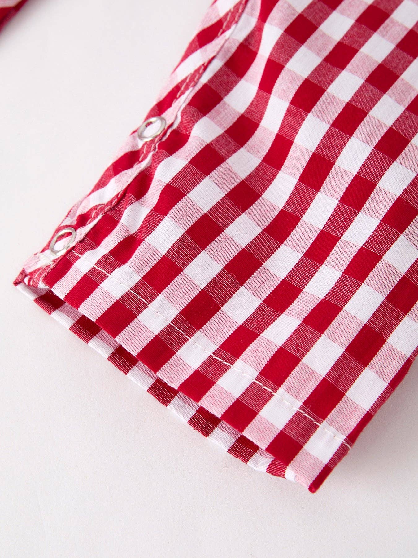 Red Plaid Smocked Cross Romper