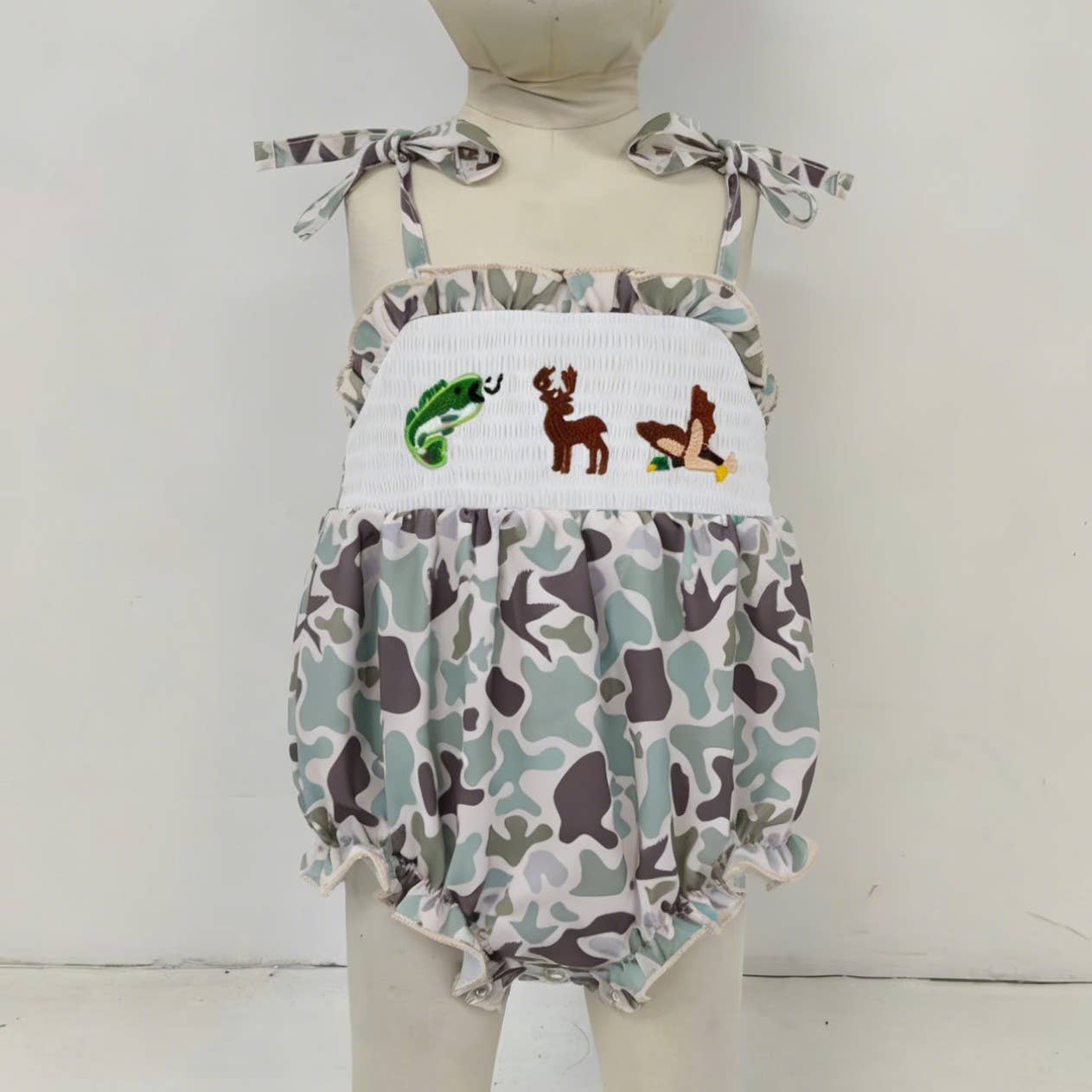 Muted Camo Smocked Bubble