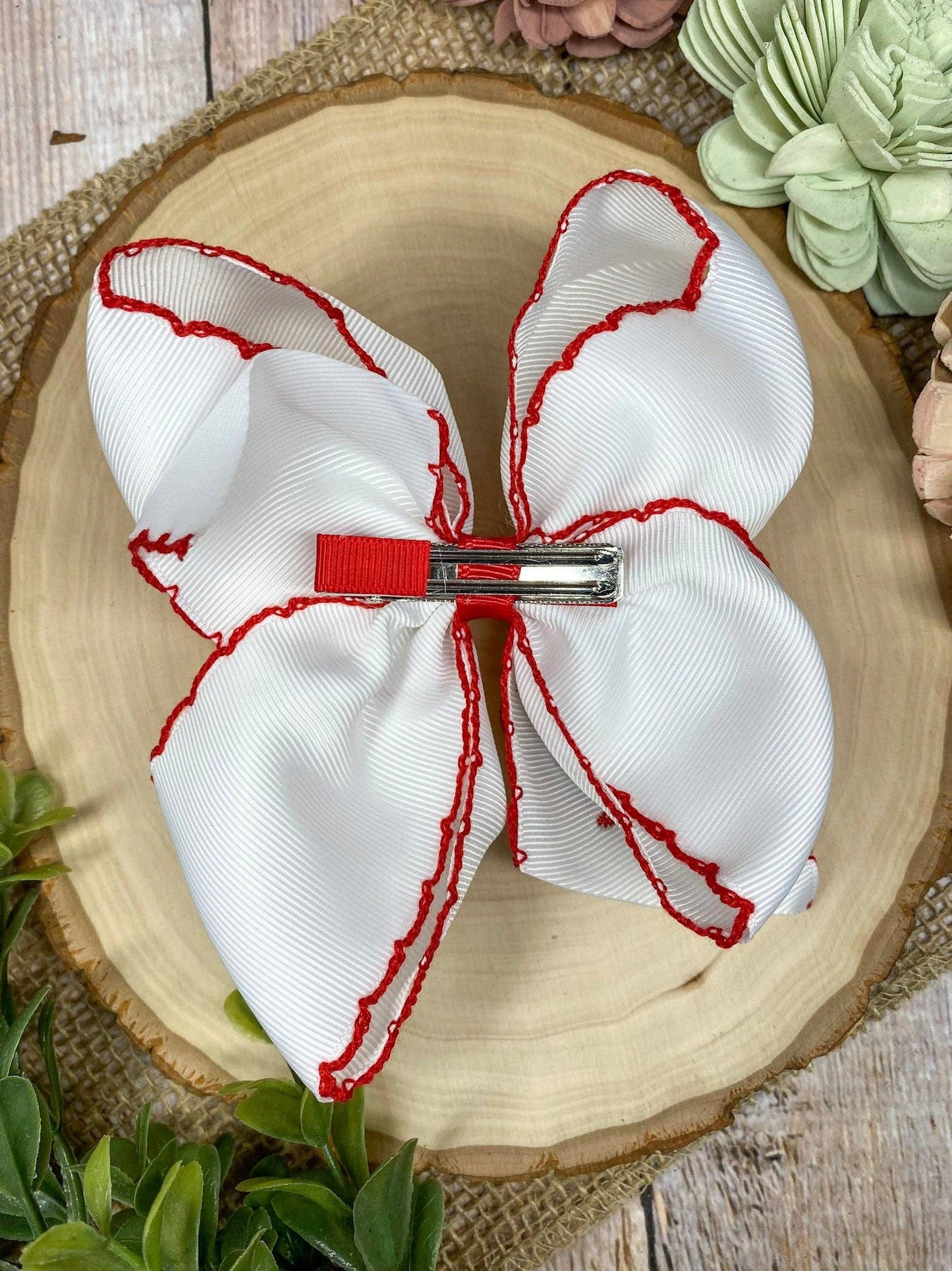 Crawfish Embroidered Hair Bow