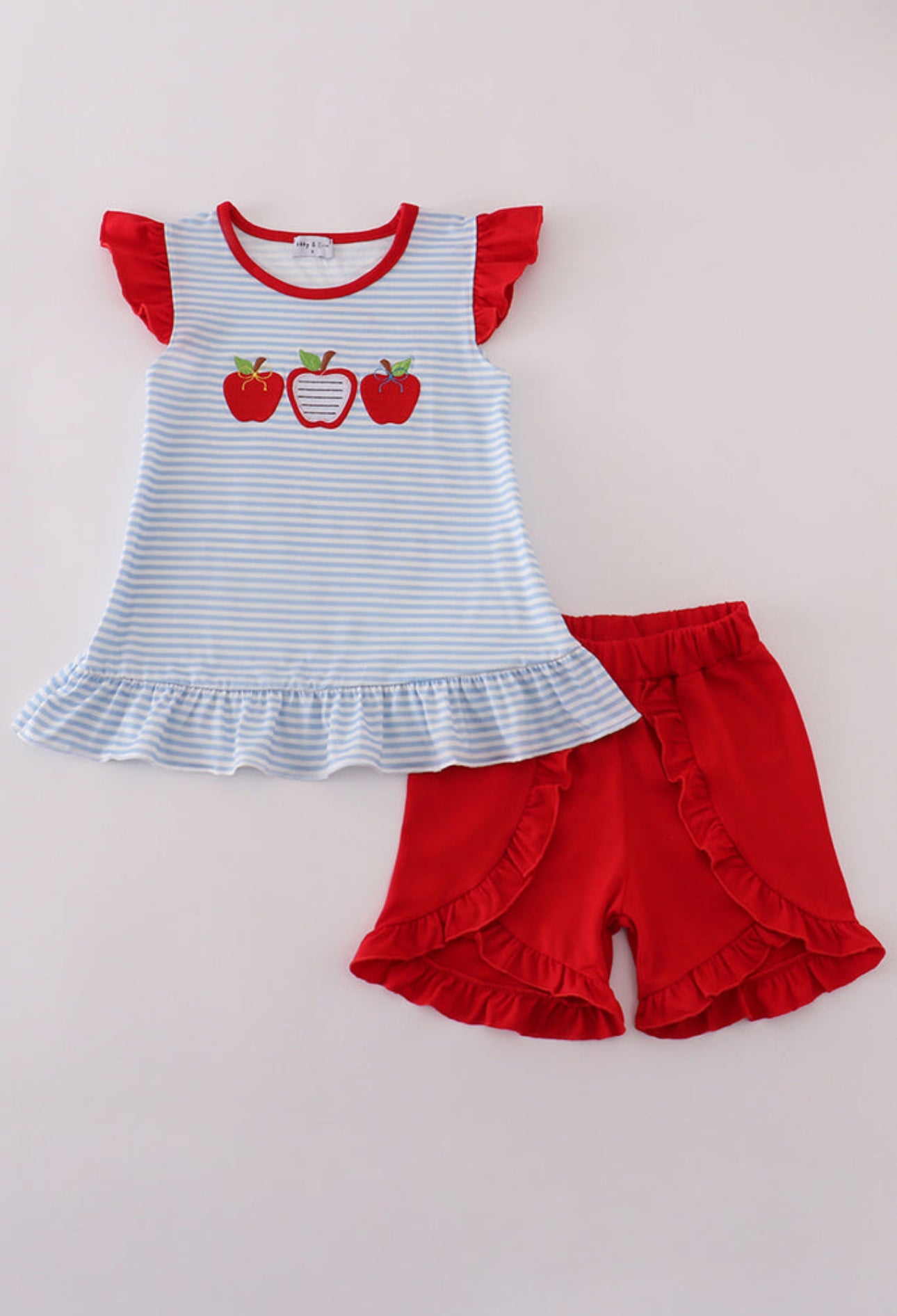 Red Stripe Apple Embroidery Set