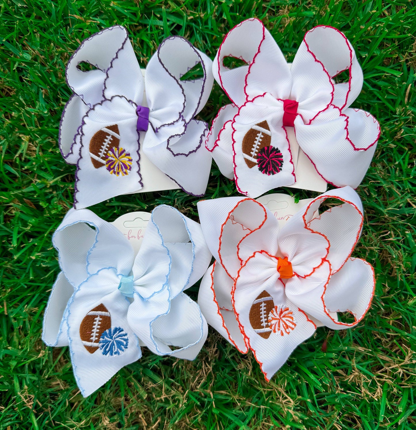 Kick-Off Cuties Embroidered Hair Bows