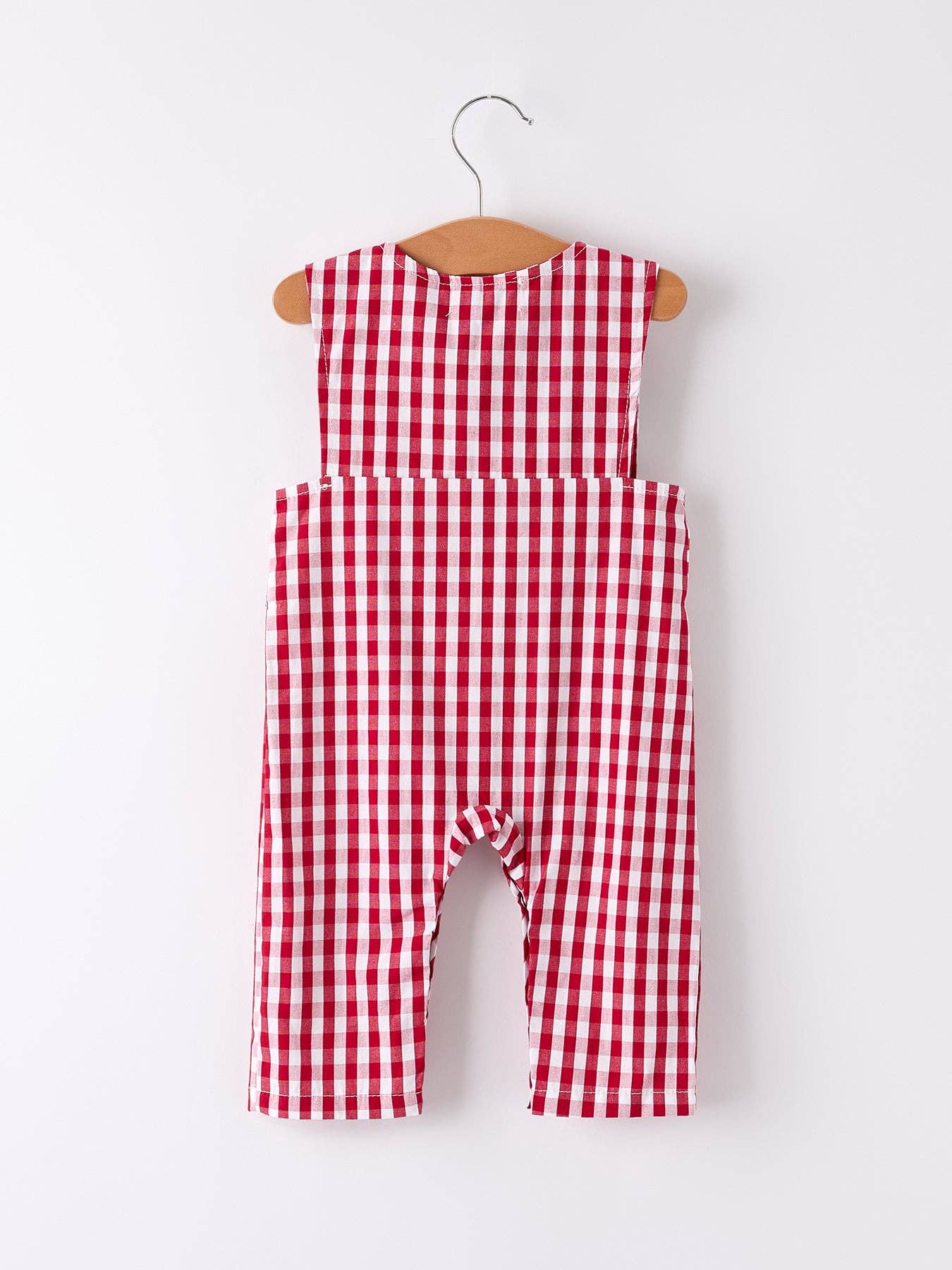 Red Plaid Smocked Cross Romper