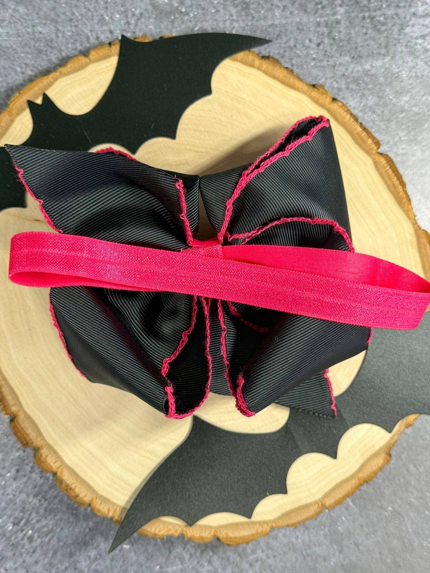 Pink Black Ghost Bow Headband