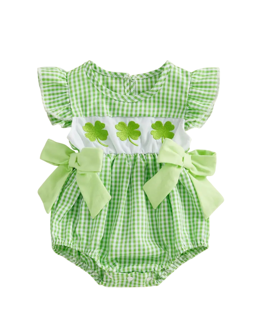 St Patrick's Day Clover Embroidered Romper