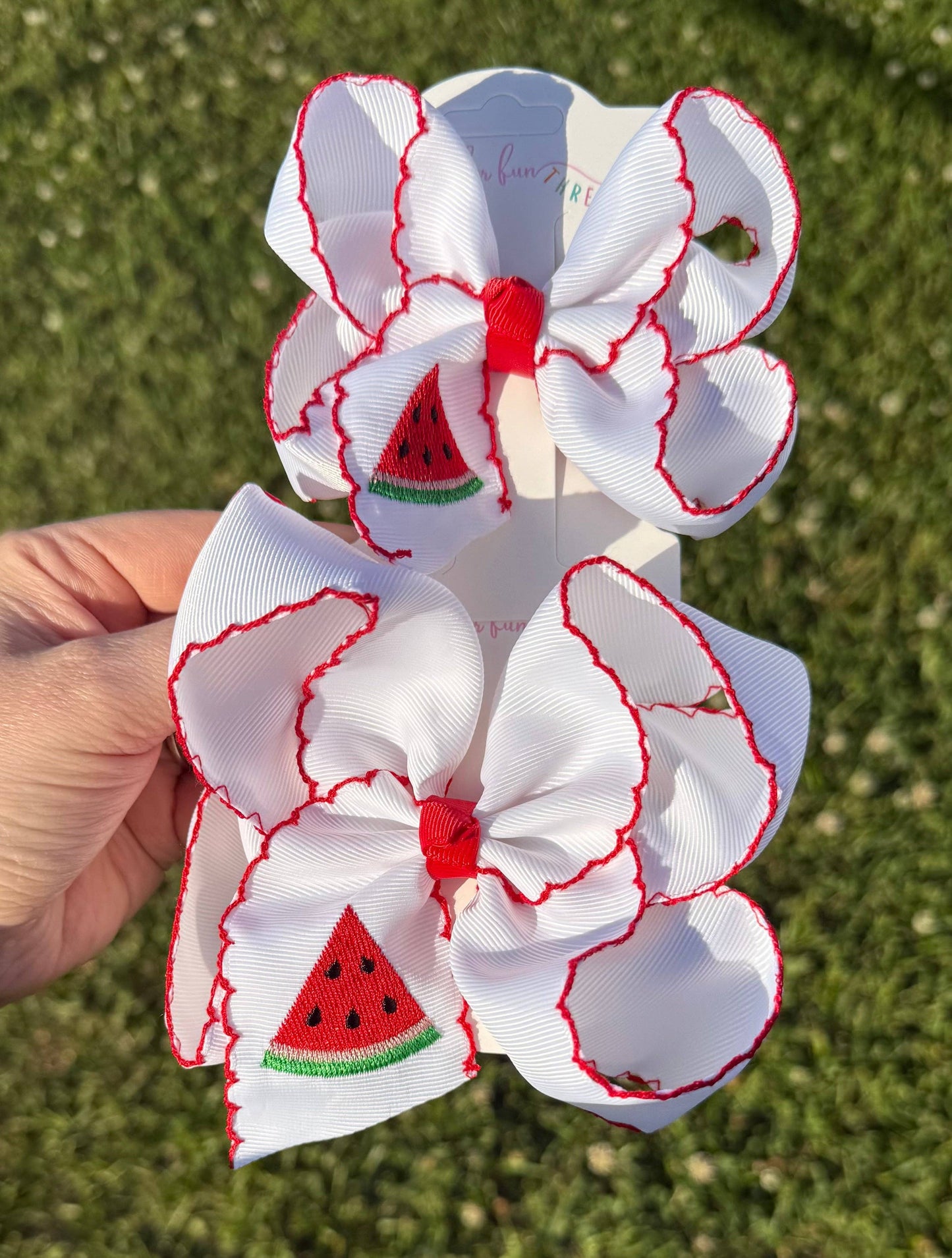 Watermelon Embroidered Hair Bow