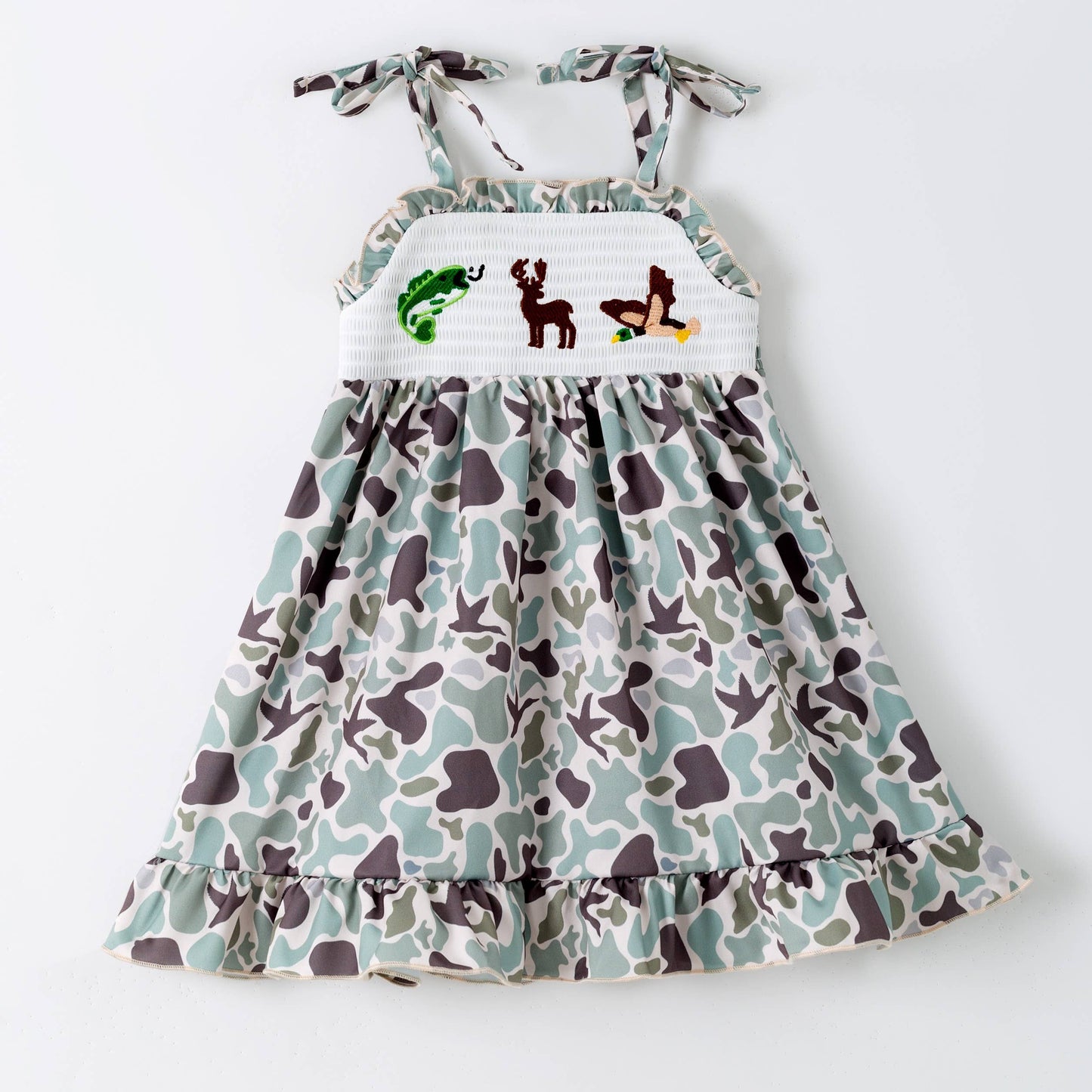 Muted Camo Smocked Dress