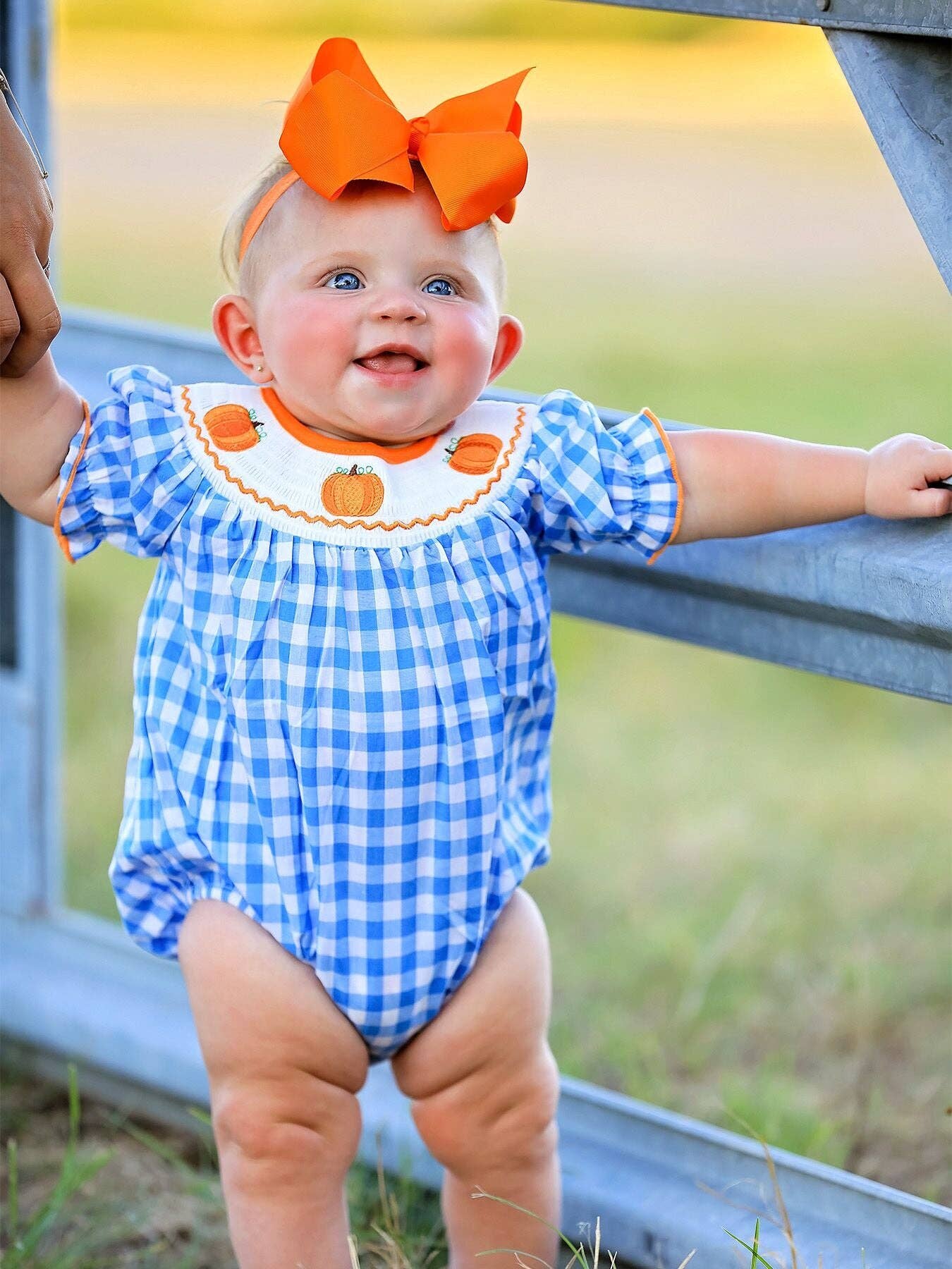 Blue Smock Gingham Plaid Bubble