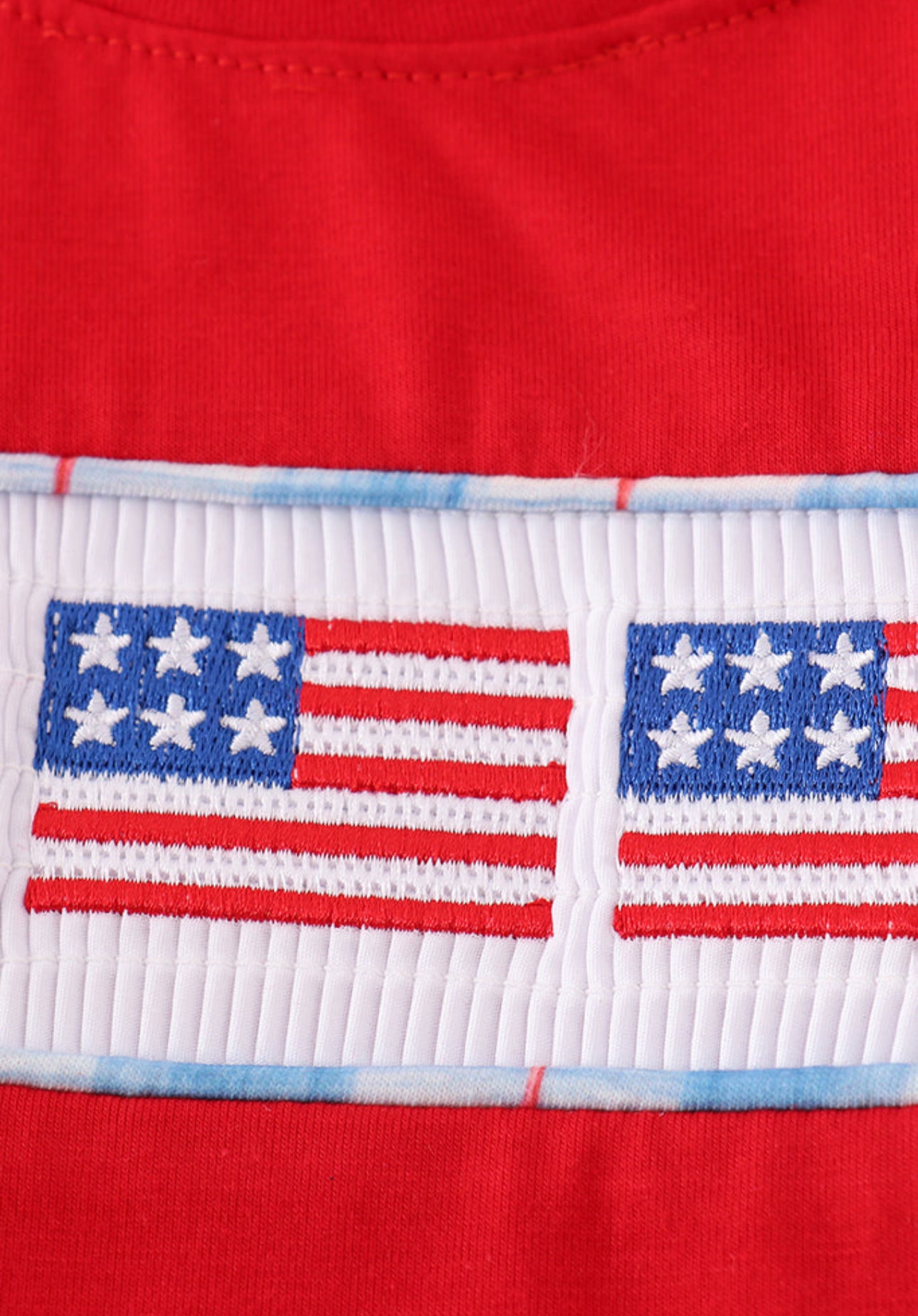 Red Smocked Flag Tee