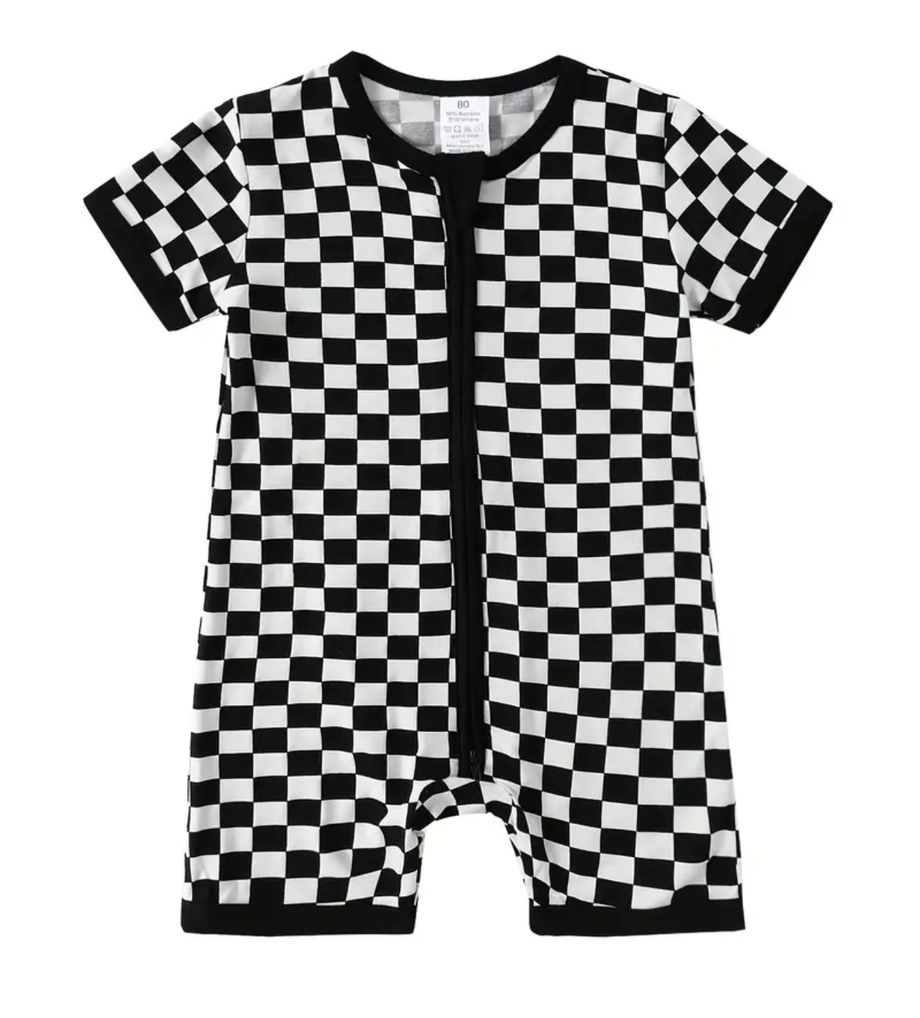 Bamboo Black Plaid Short Romper