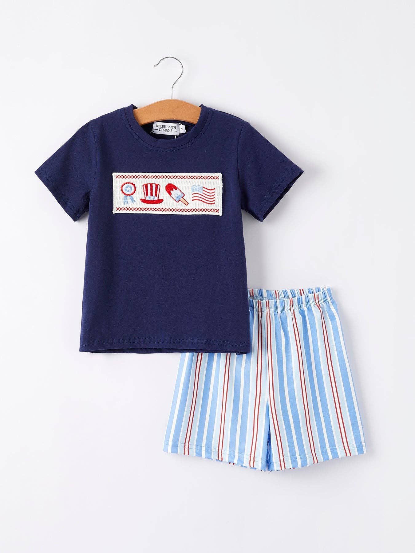 Boys Patriotic Smock Short Set