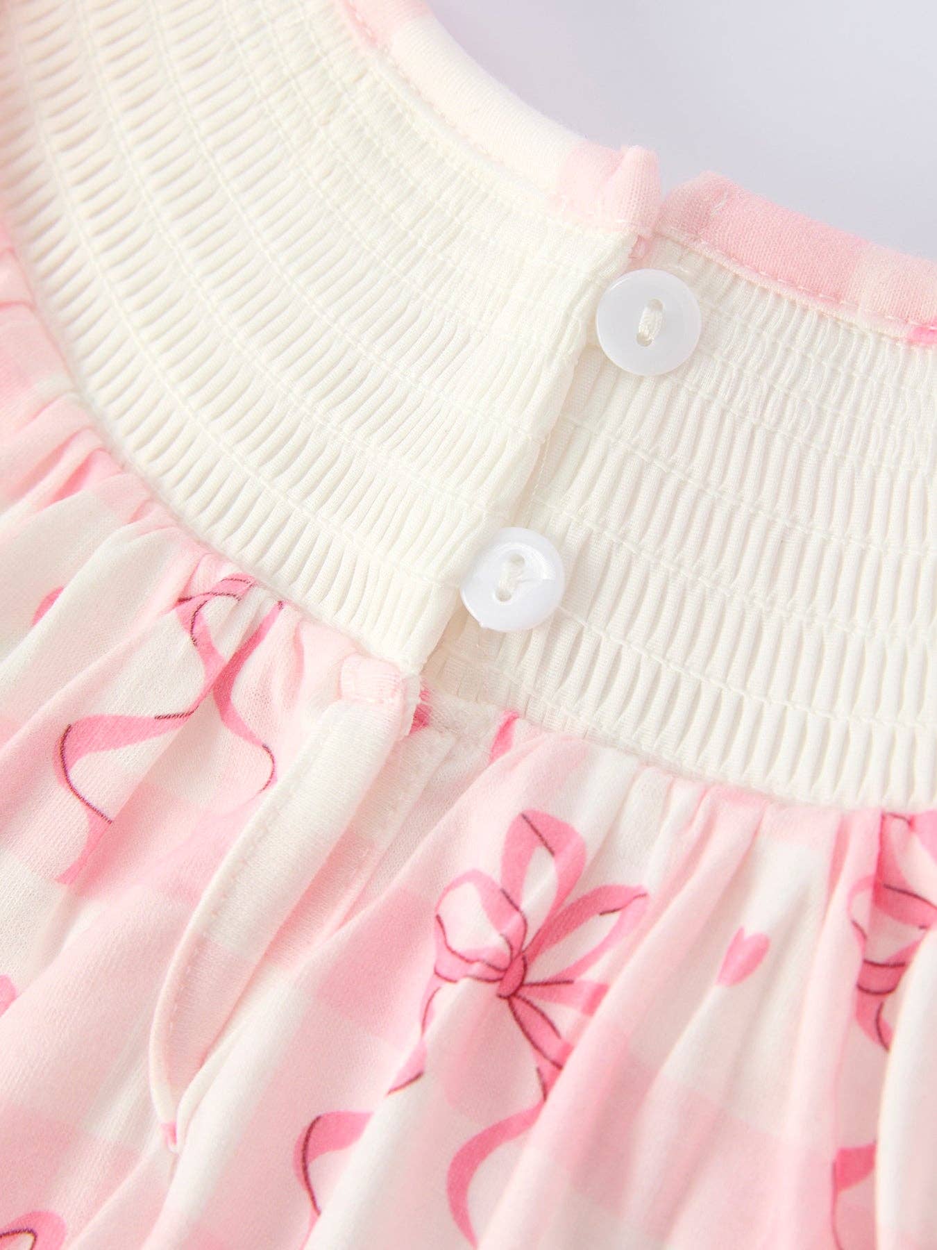 Pink Bow Teddy Smocked Bloomers Set