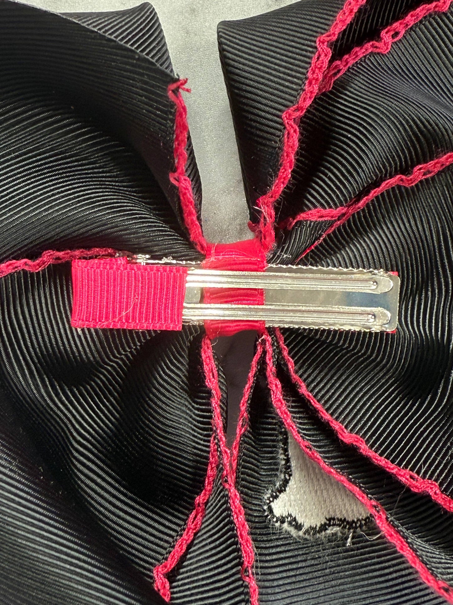 Pink Black Ghost Moonstitch Hair Bow