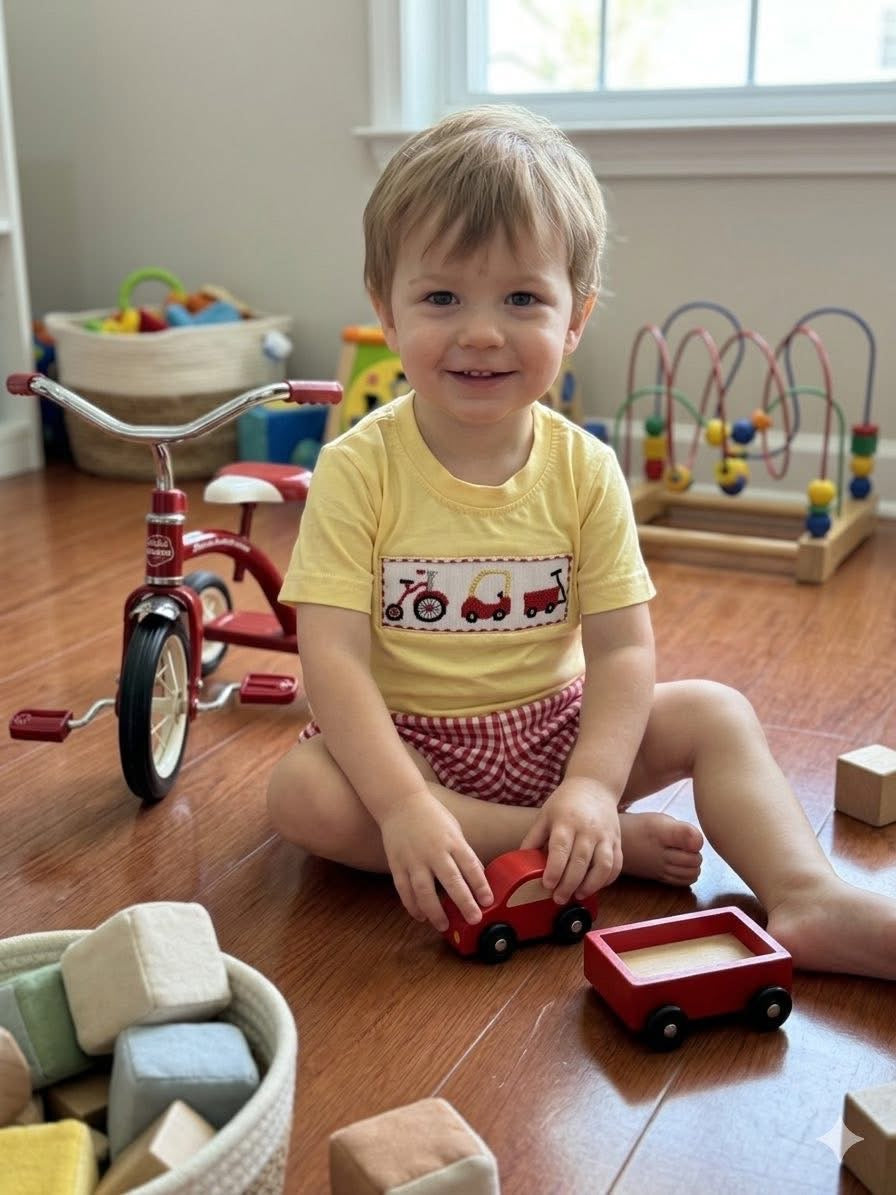 Red Toy Boy Short Set