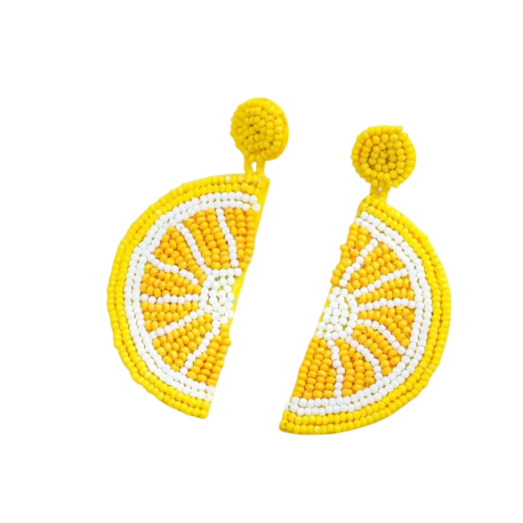 Lemon Beaded Earrings