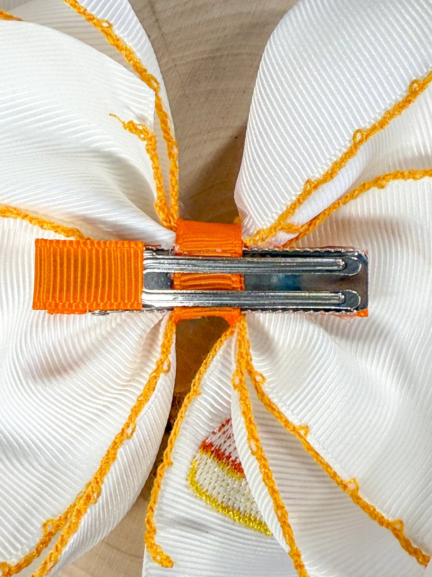 Candy Corn Moonstitch Hair Bow