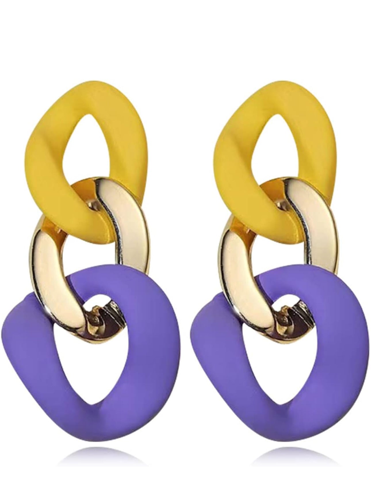 Yellow Gold Purple Hallow Earrings