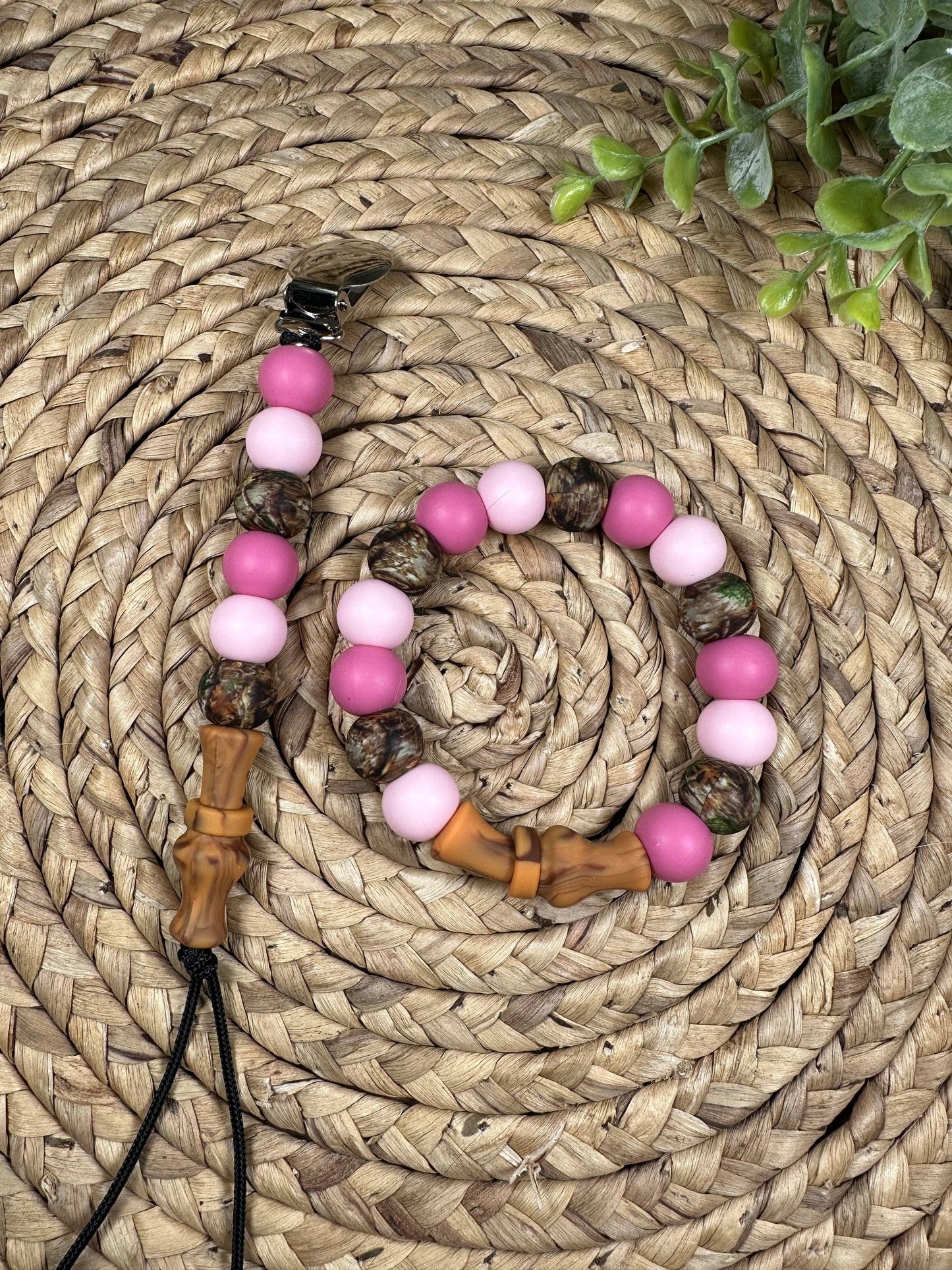 Pink Duck Call Pacifier Clip
