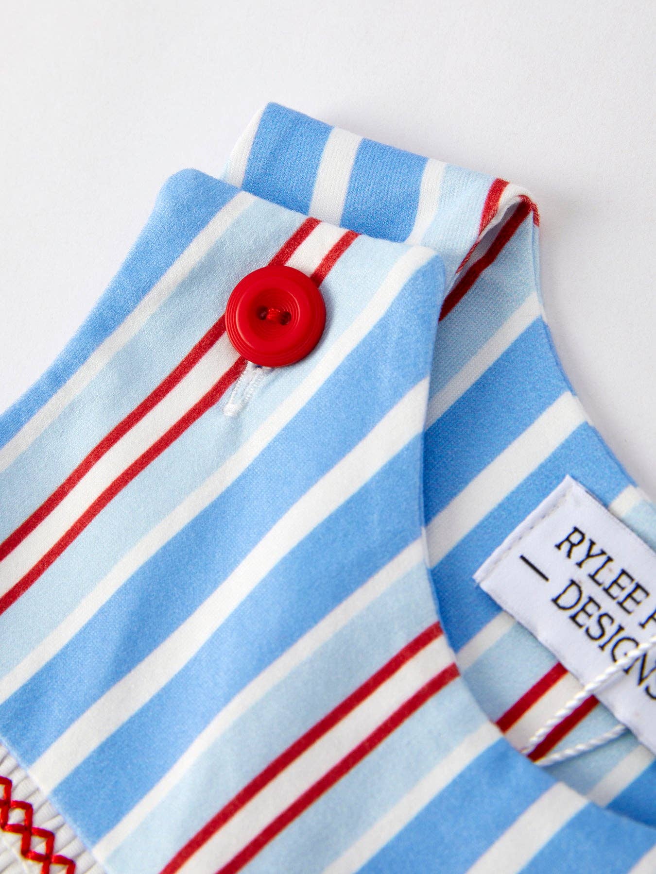 Boys Patriotic Striped Smocking Romper