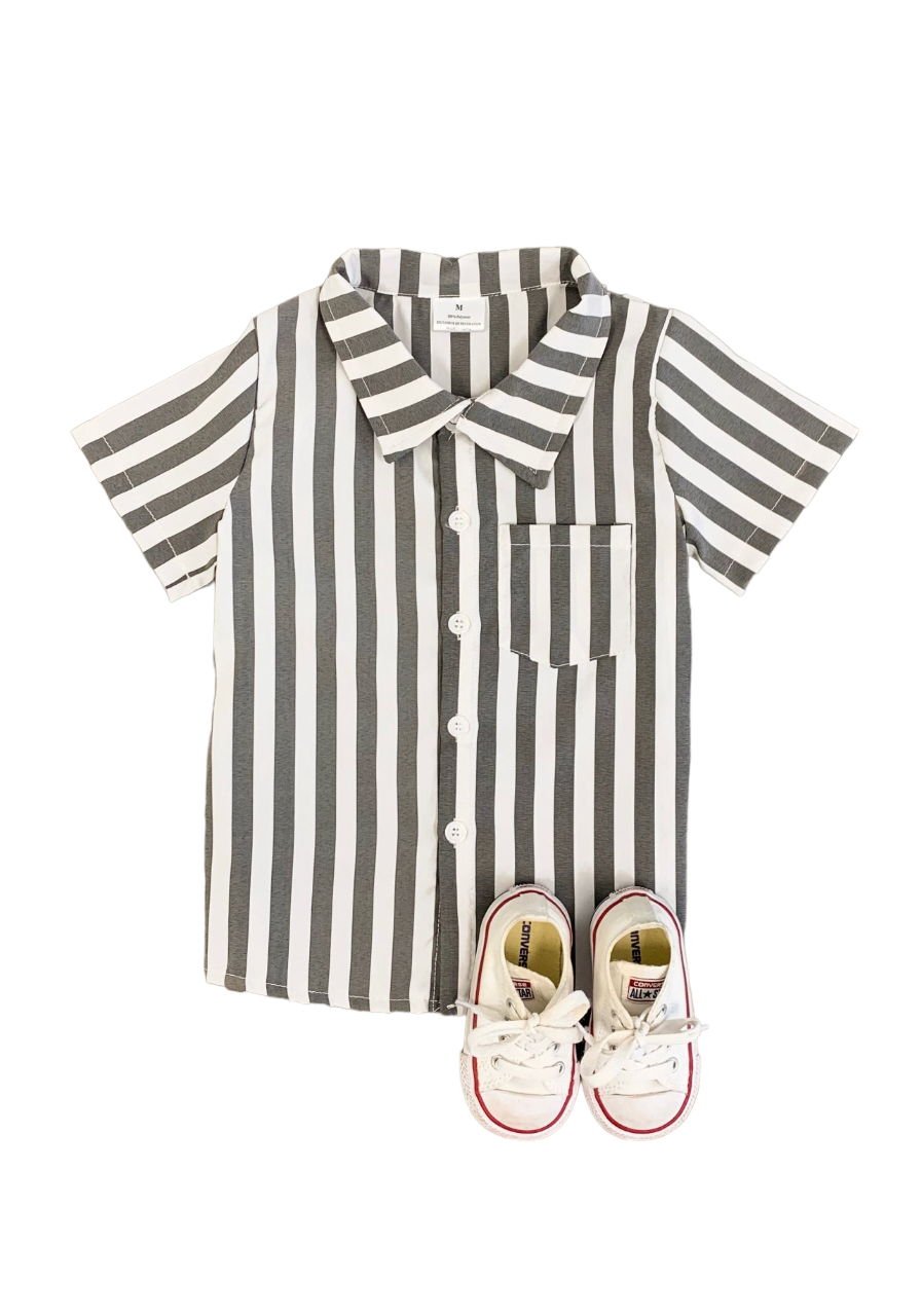 Grey Stripe Button Up