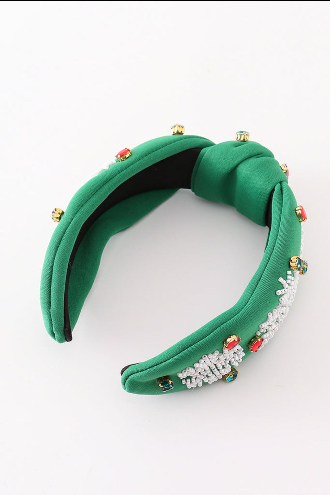 Green Christmas Snowflake Beaded Headband
