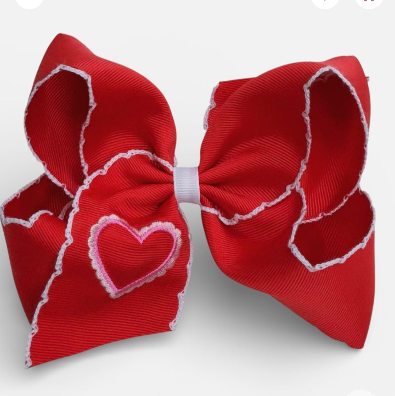 Moon Stitch Heart Hair Bow