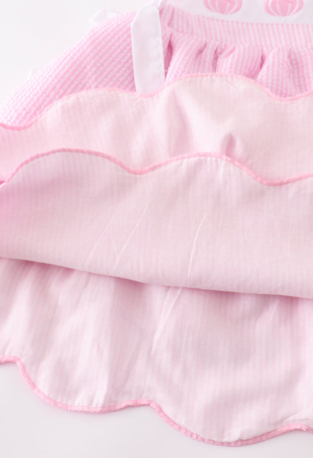 Pink Pumpkin Seersucker Scallop Dress