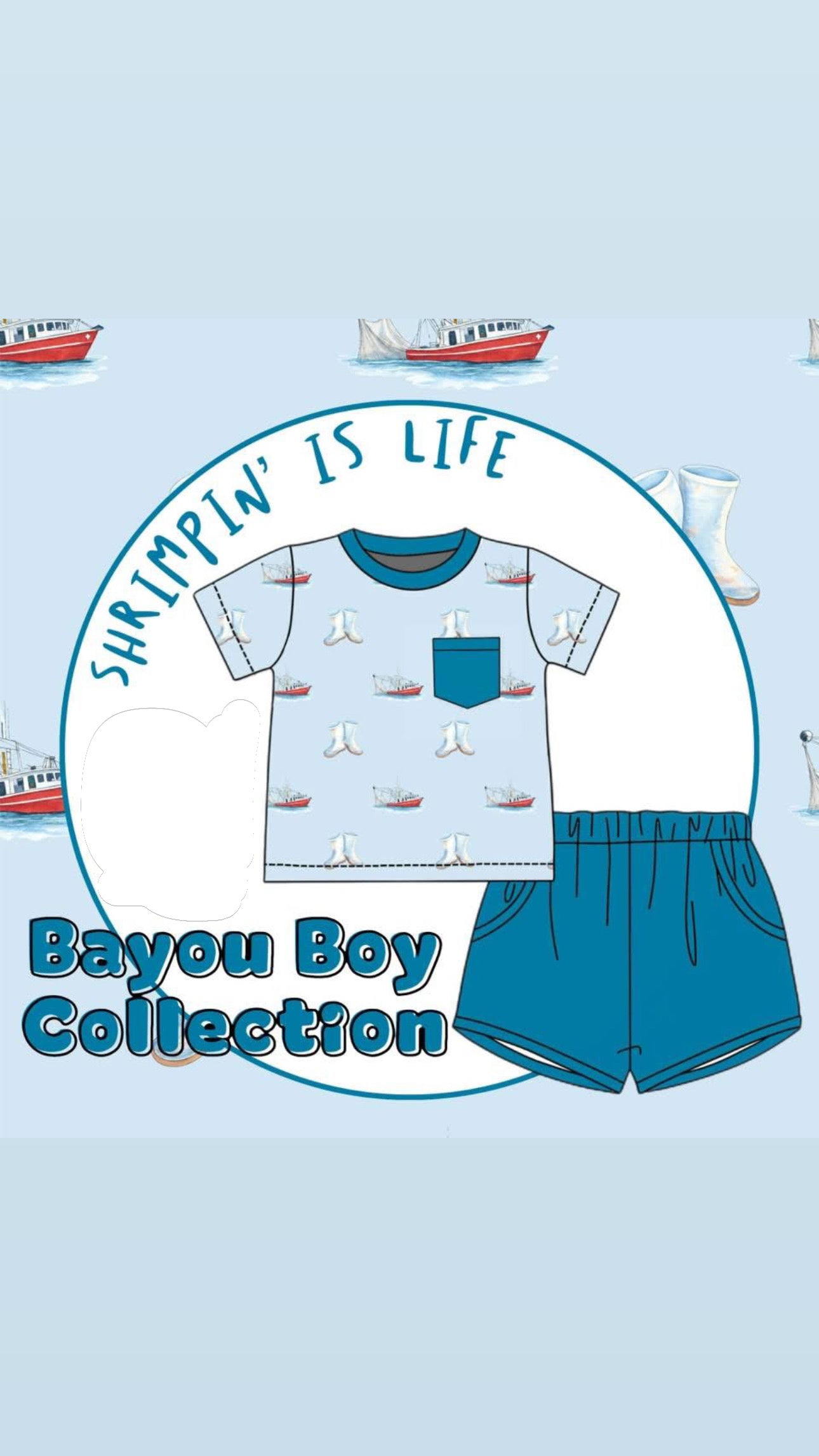 Blue Shrimp Short Set