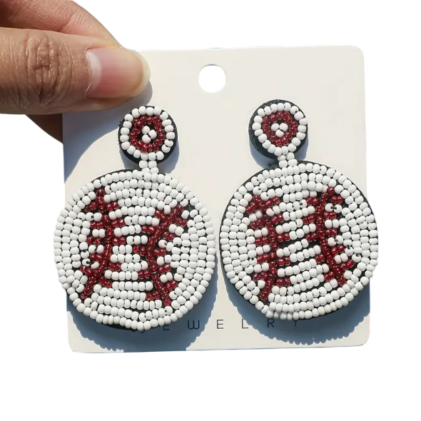 Baseball Beaded Earrings