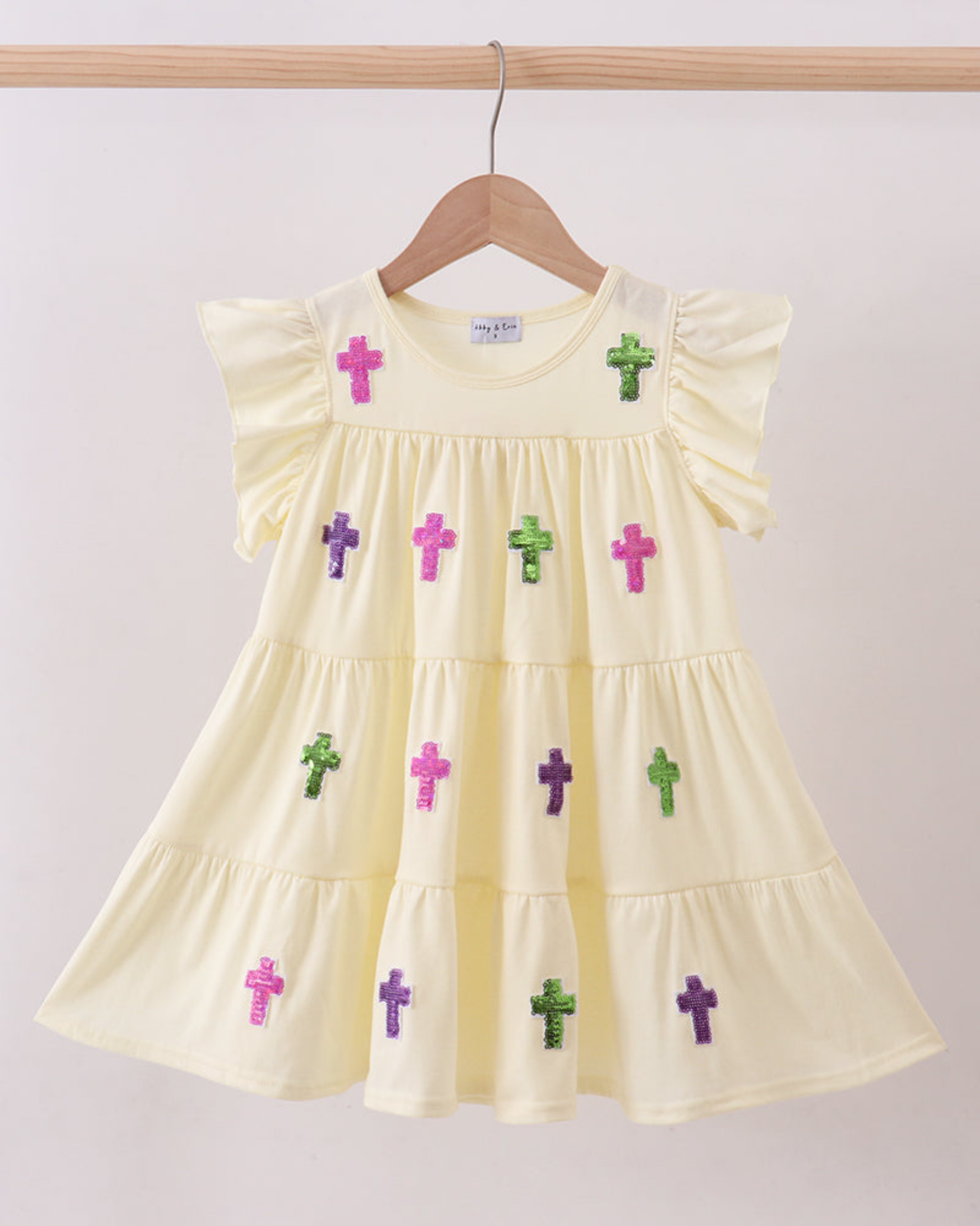 Yellow Cross Tiered Sequin Dress