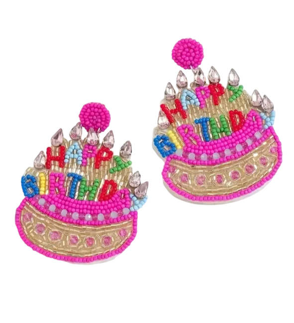 Happy Birthday Beaded Earrings