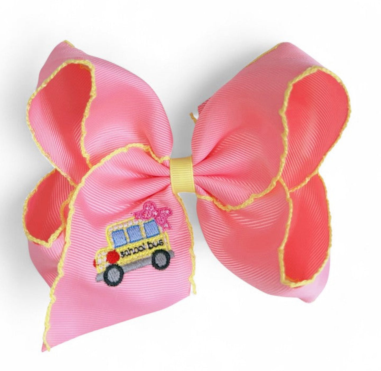 School Bus Moon Stitch Bow