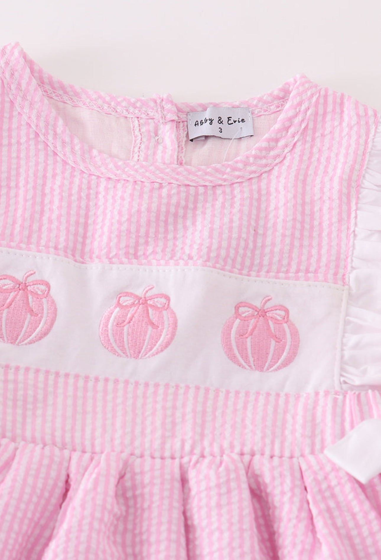 Pink Pumpkin Seersucker Scallop Dress