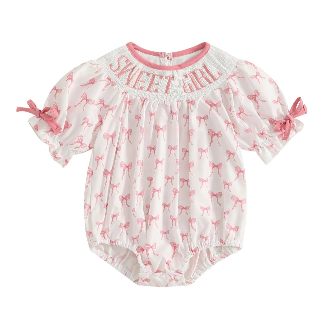 Sweet Girl Smocked Bow Bubble