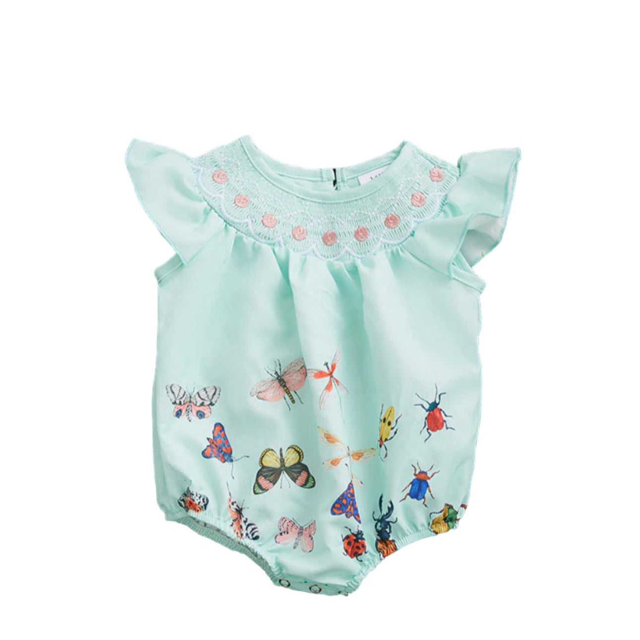 Aqua Butterfly Smock Romper