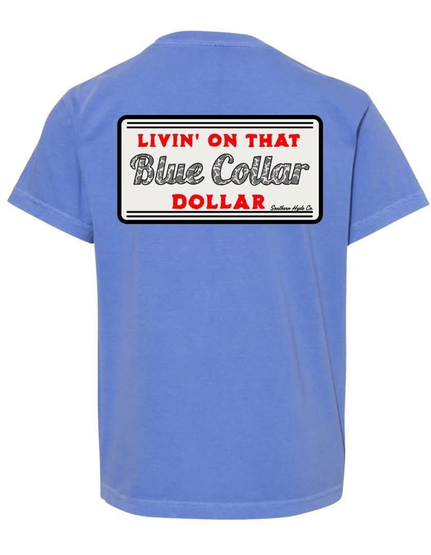 Blue Collar Dollar Tee-Blue