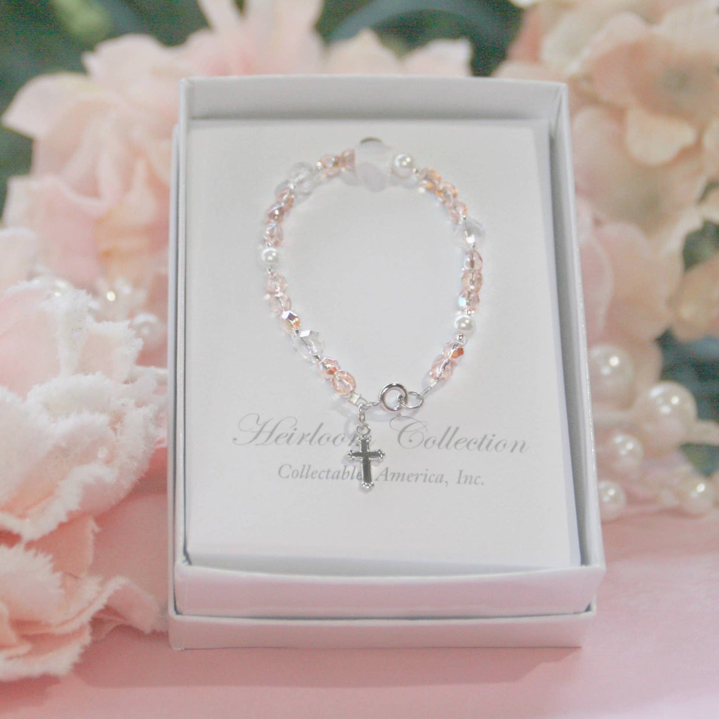Pretty in Pink & Pearls Cross Bracelet