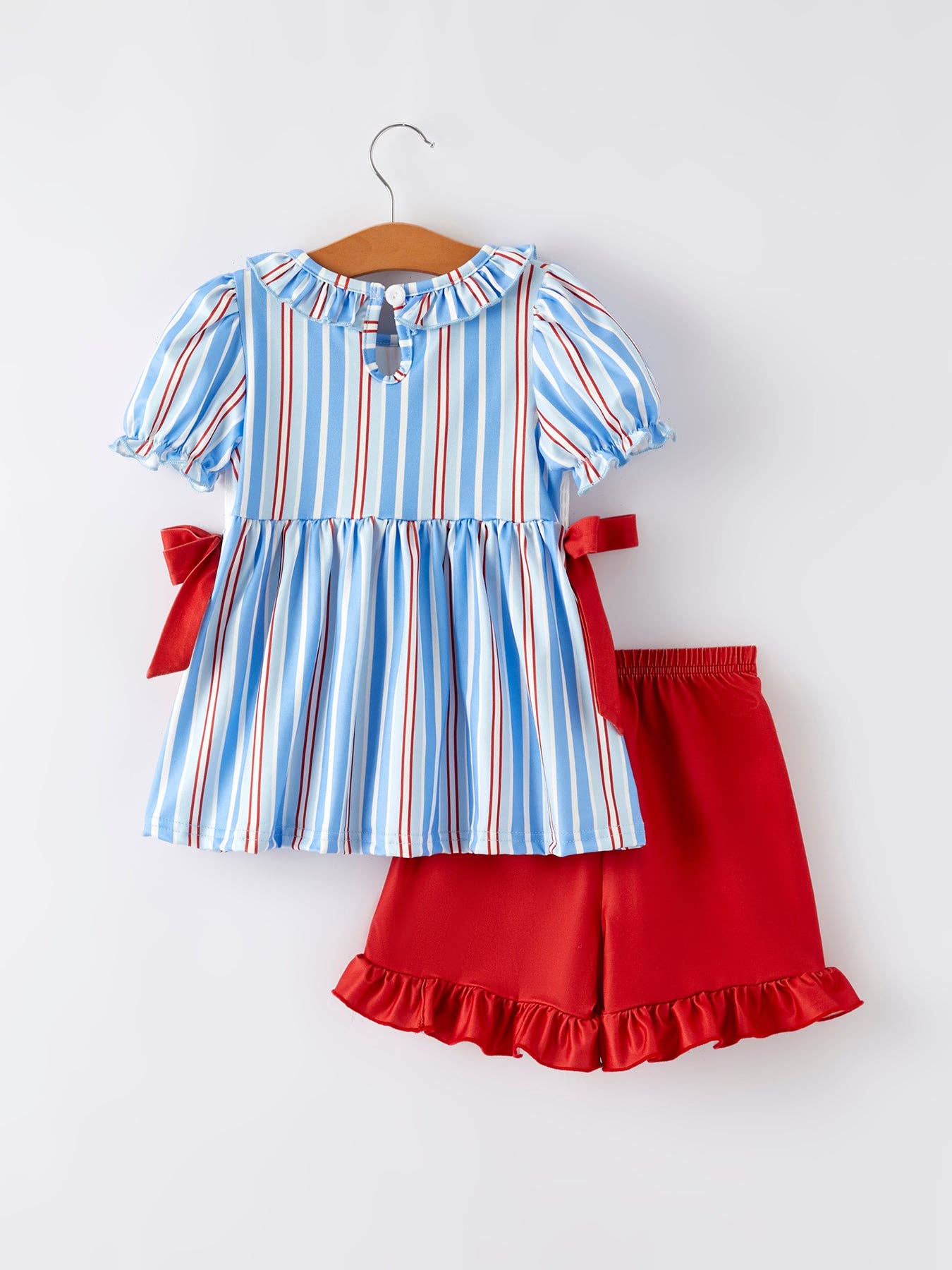 Girls Patriotic Striped Smocking Set