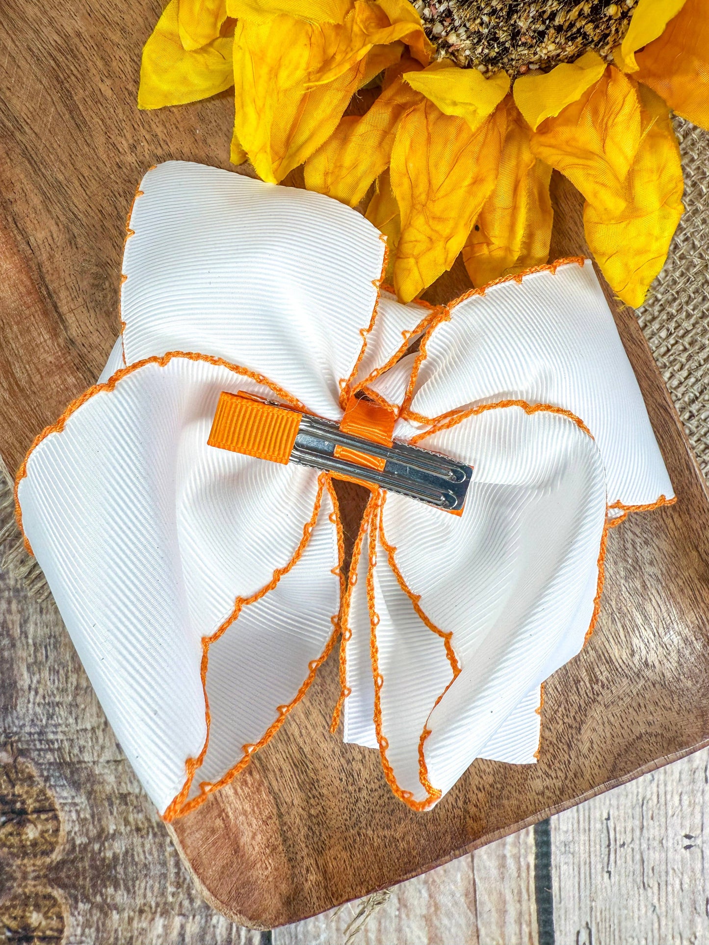 Sunflower Moonstitch Hair Bow