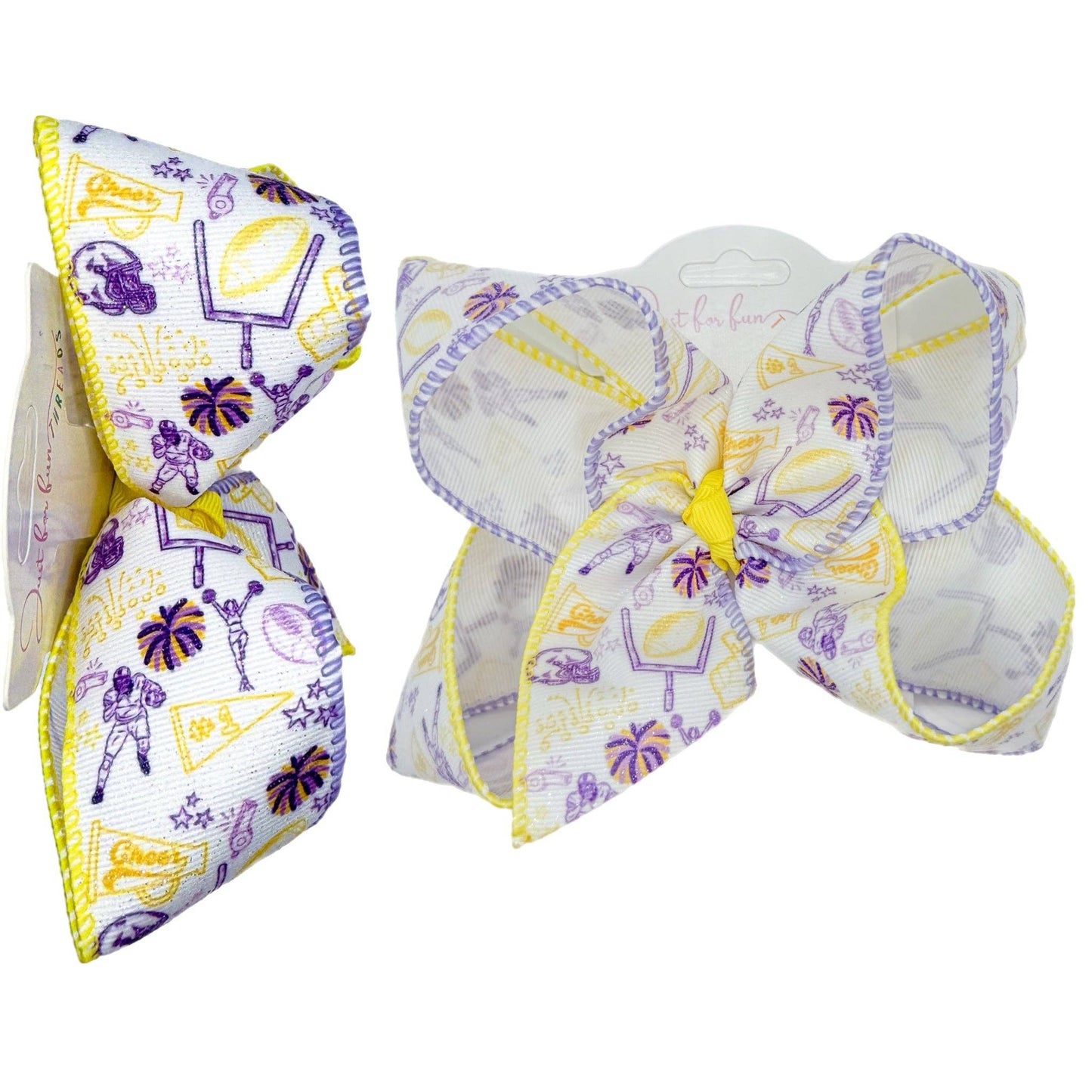 Glitter Purple & Yellow Football Hair Bow