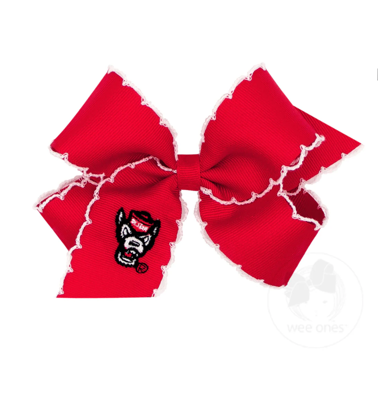 NC State Medium Moon Stitch Bow