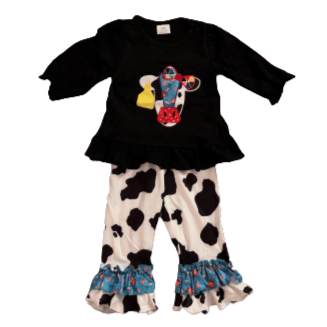 Black Ruffle Cow Set