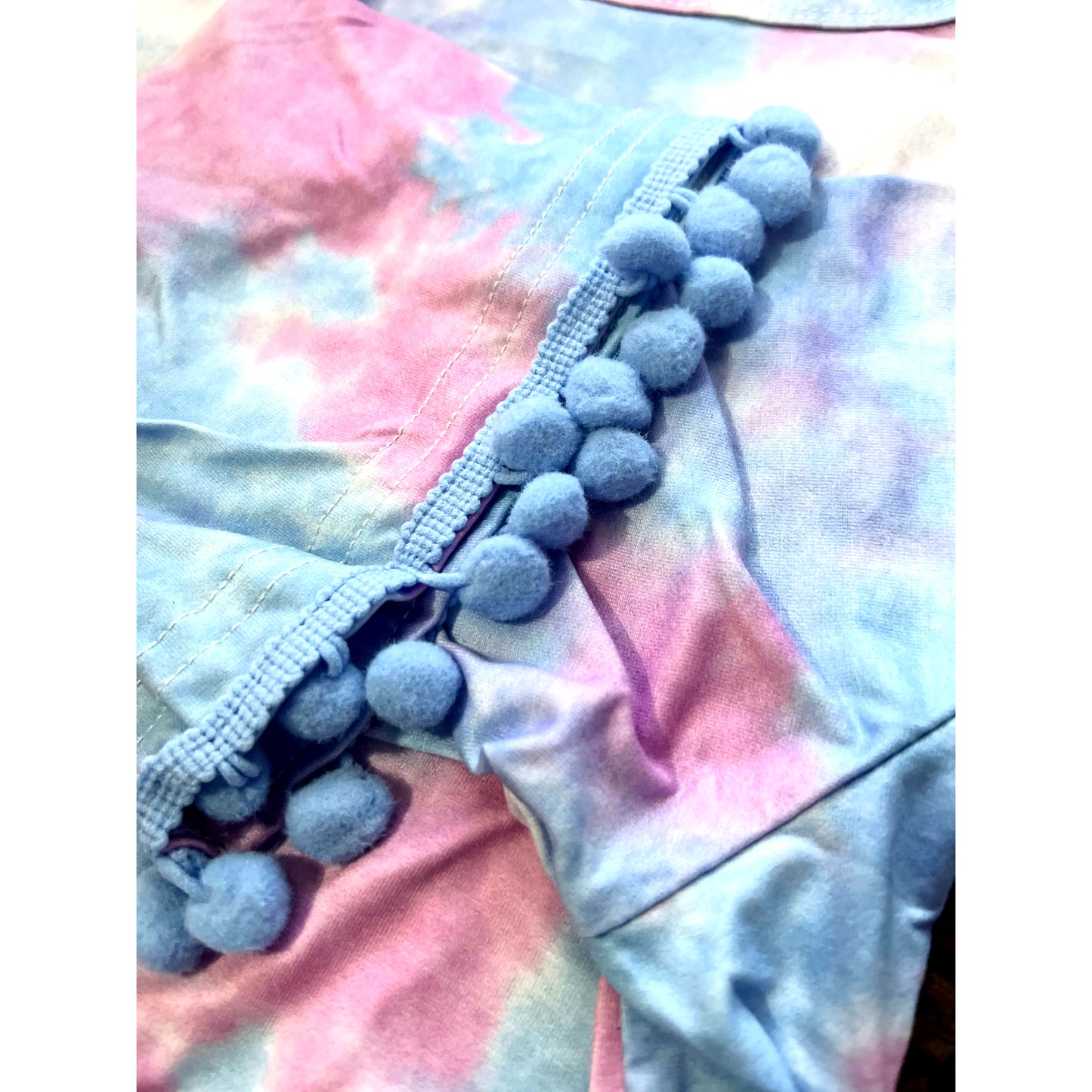 Pink/Purple Tie Dye PomPom Cardigan