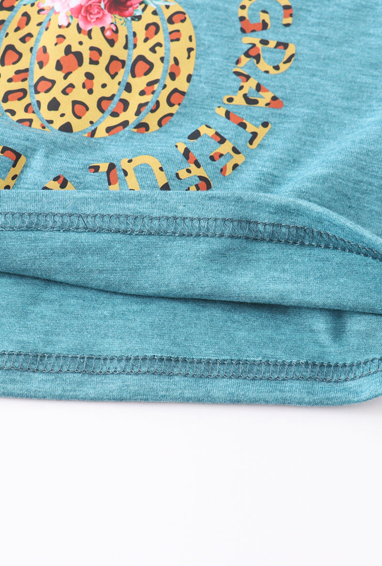 Teal Leopard Pumpkin Top