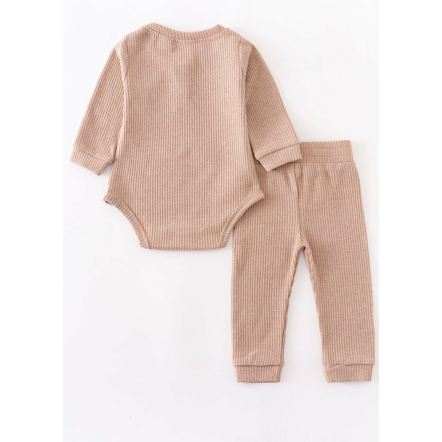 Khaki Ribbed Romper Set