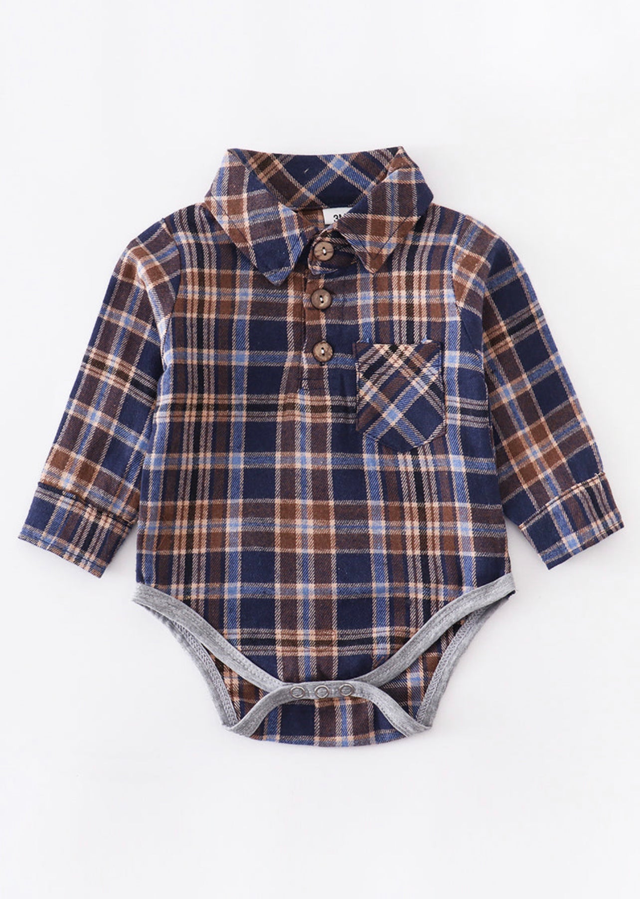 Blue Tan Plaid Romper